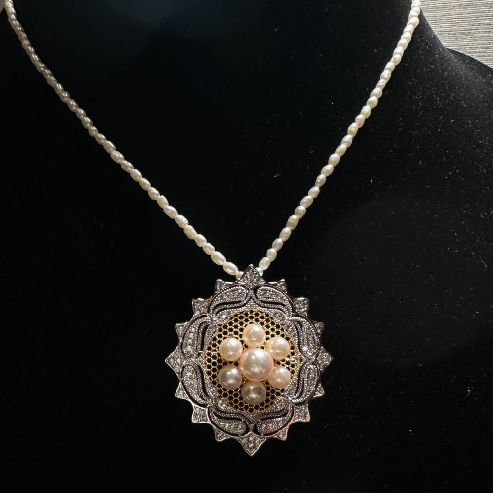 Akoya Silver Pendent& Brooch